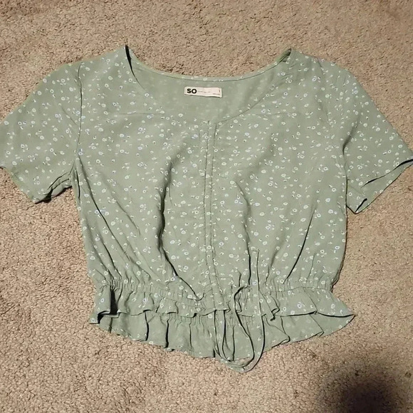 SO floral green crop top S - Picture 1 of 3
